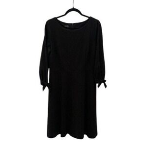 Talbots Black Long Sleeve Tie Cuff‎ Knee Length Sheath Dress Women Size 10